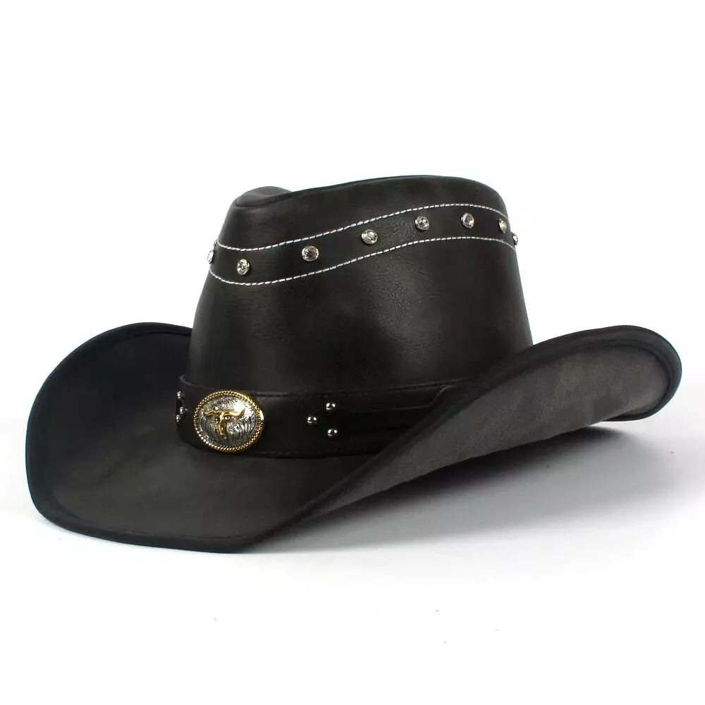 100% Leather Women Men Western Cowboy Hat Summer