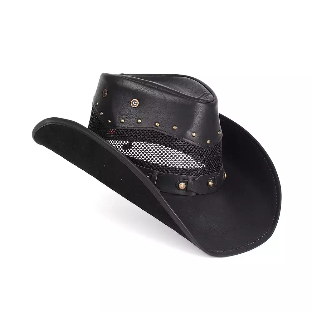 100% Leather Women Men Western Cowboy Hat Summer