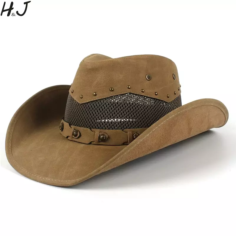 100% Leather Women Men Western Cowboy Hat Summer