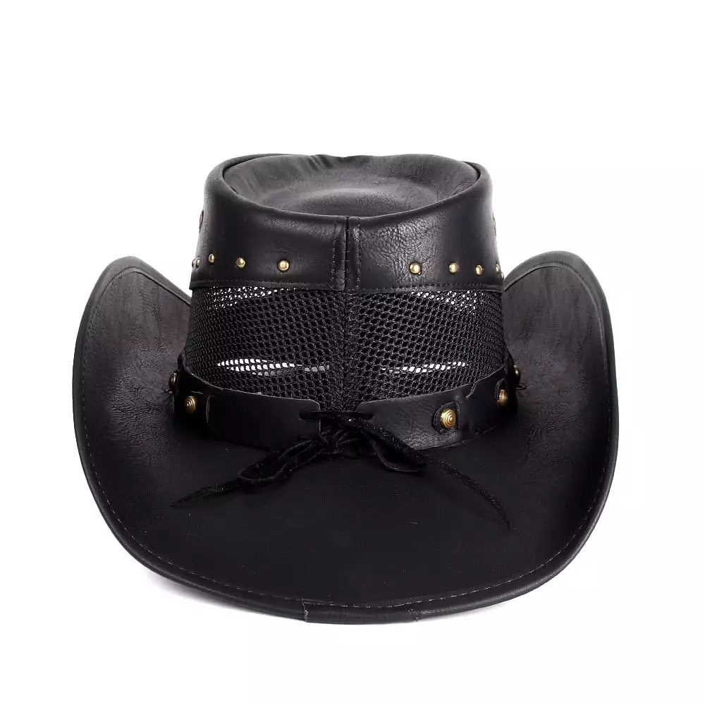 100% Leather Women Men Western Cowboy Hat Summer