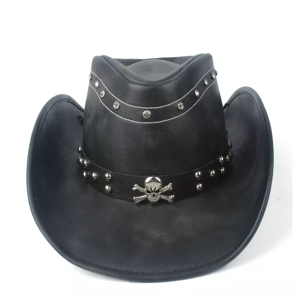 100% Leather Women Men Western Cowboy Hat Summer