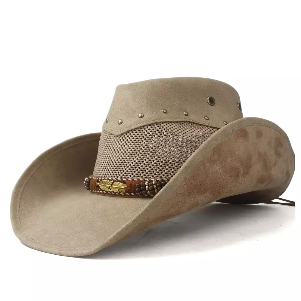 100% Leather Women Men Western Cowboy Hat Summer