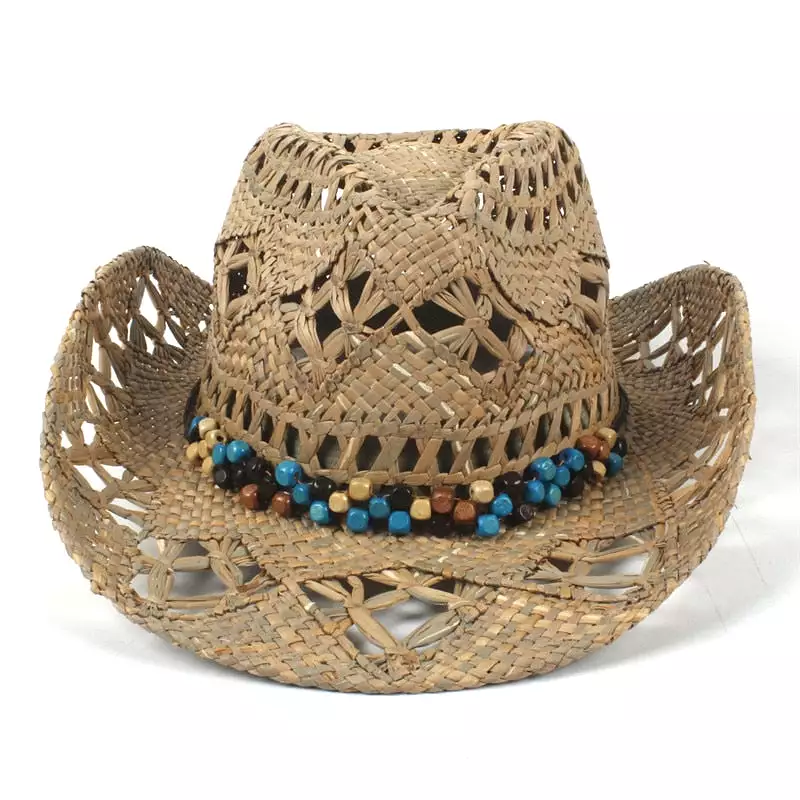 100% Natural Straw Cowboy Hat Women Men Handmade Weave Cowboy Hats For Lady