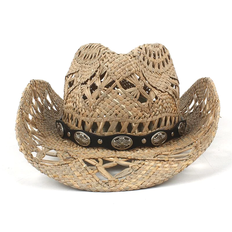 100% Natural Straw Cowboy Hat Women Men Handmade Weave Cowboy Hats For Lady