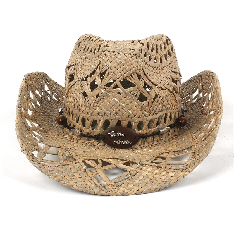 100% Natural Straw Cowboy Hat Women Men Handmade Weave Cowboy Hats For Lady