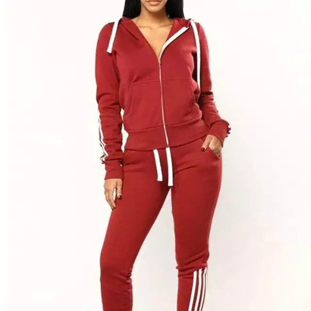 2 piece Winter Tracksuit Women Set Harajuku Sportwear Hooded Sweatshirt Zipper