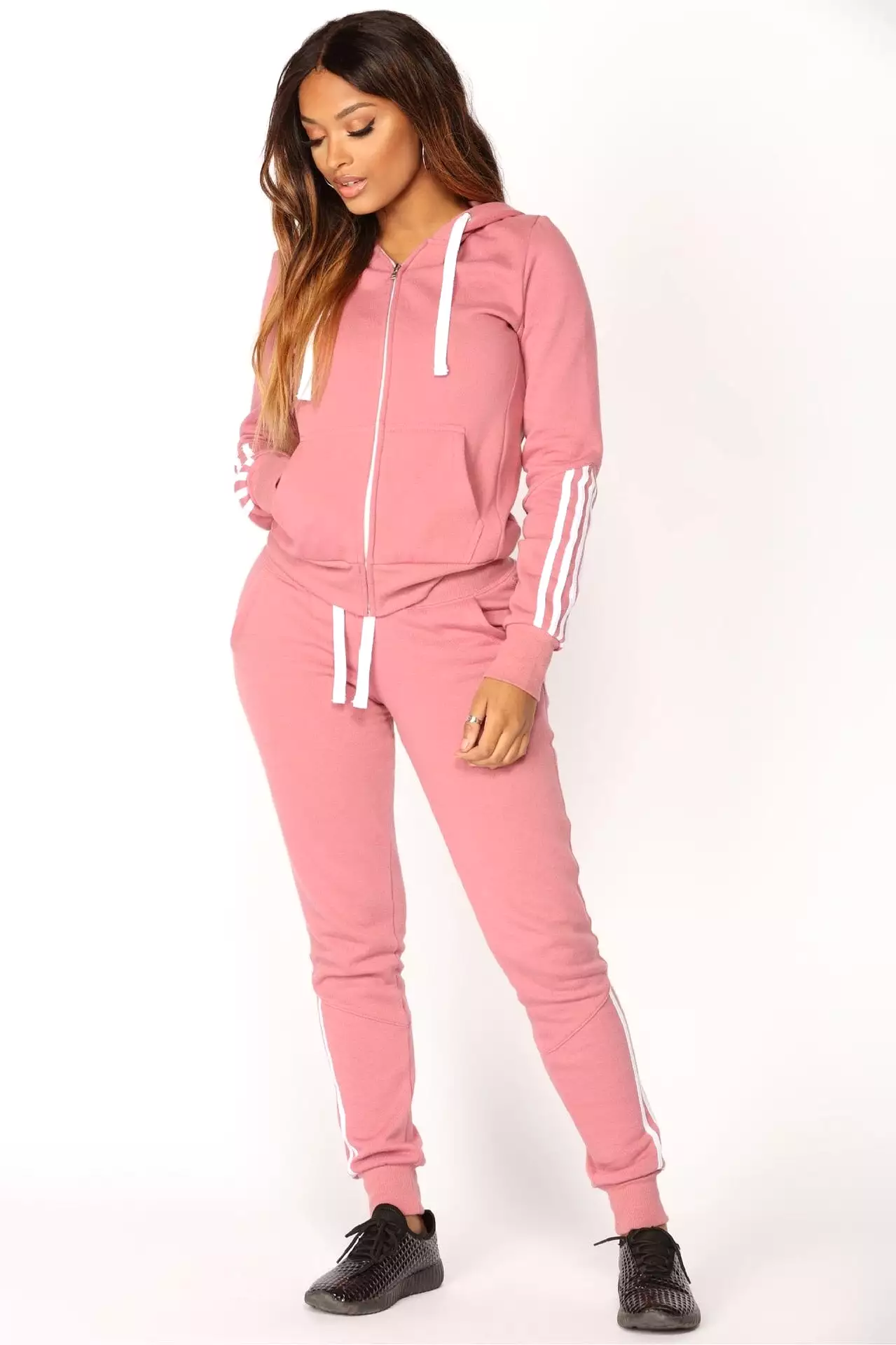 2 piece Winter Tracksuit Women Set Harajuku Sportwear Hooded Sweatshirt Zipper