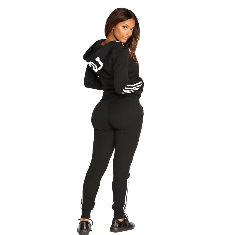 2 piece Winter Tracksuit Women Set Harajuku Sportwear Hooded Sweatshirt Zipper