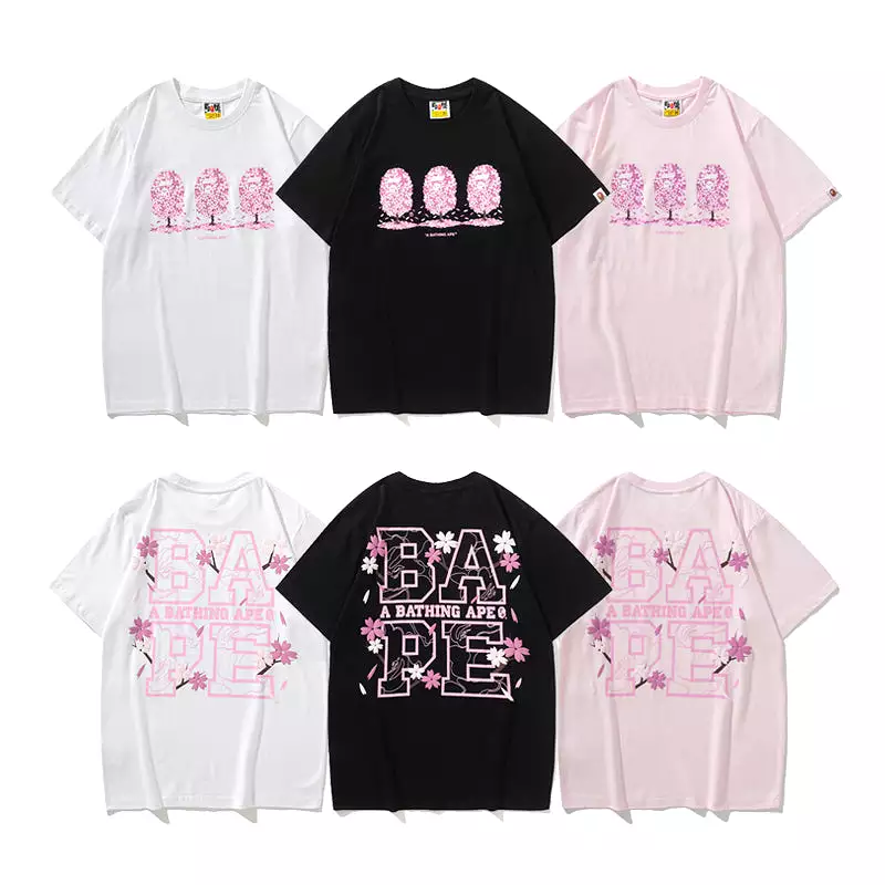 2022 high top quality pink white black 100% cotton Cherry blossoms bape shark Tshirt bathing ape T-shirt tee for men women