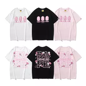 2022 high top quality pink white black 100% cotton Cherry blossoms bape shark Tshirt bathing ape T-shirt tee for men women