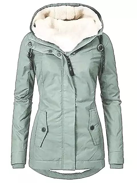 3-in-1 Women's Windproof Parka Jacket with V-Neck and Zipper Closure