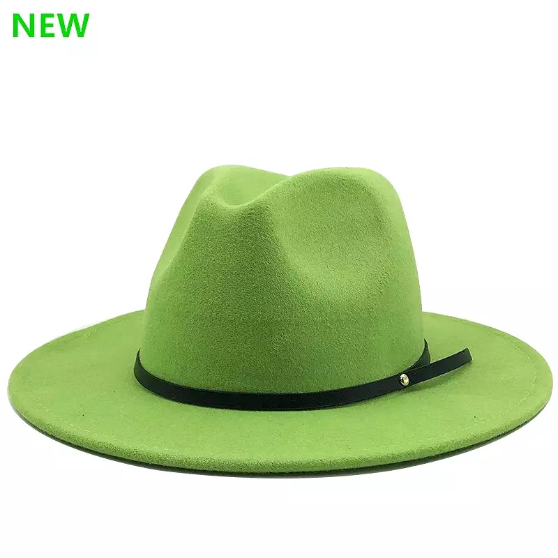 54-56-60CM Women Men Wool Vintage Gangster Trilby Felt Fedora Hat With Wide Brim Gentleman Elegant Lady Winter Autumn Jazz Caps