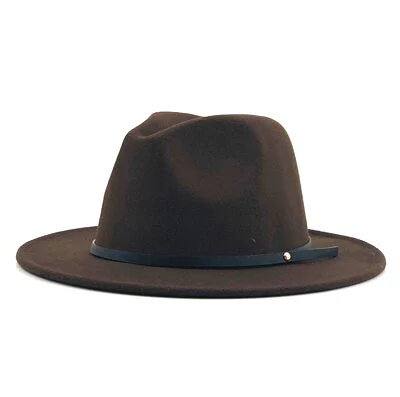 54-56-60CM Women Men Wool Vintage Gangster Trilby Felt Fedora Hat With Wide Brim Gentleman Elegant Lady Winter Autumn Jazz Caps