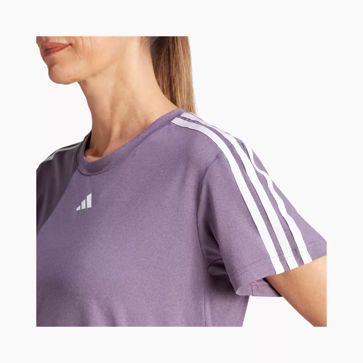 Adidas Aeroready Train Essentials 3 Stripes Women's Training T-shirt -Shadow Violet / White