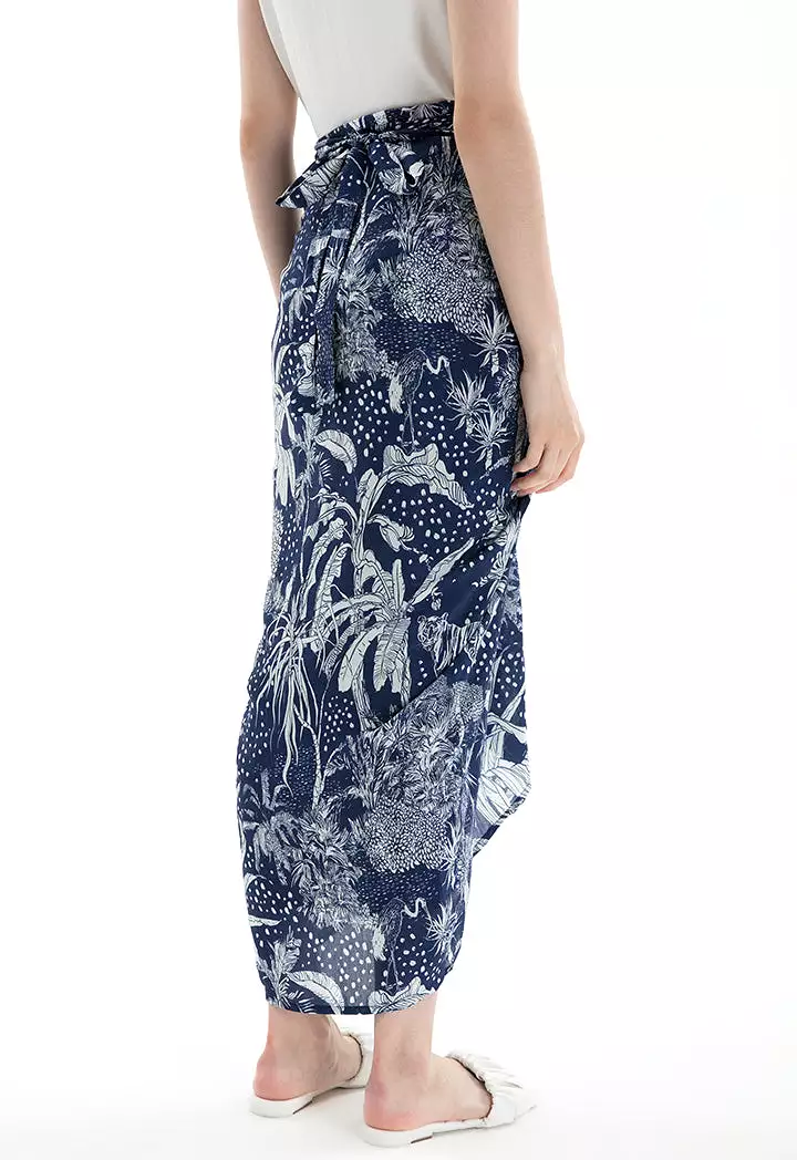 Allover Printed Wrap Tie Skirt