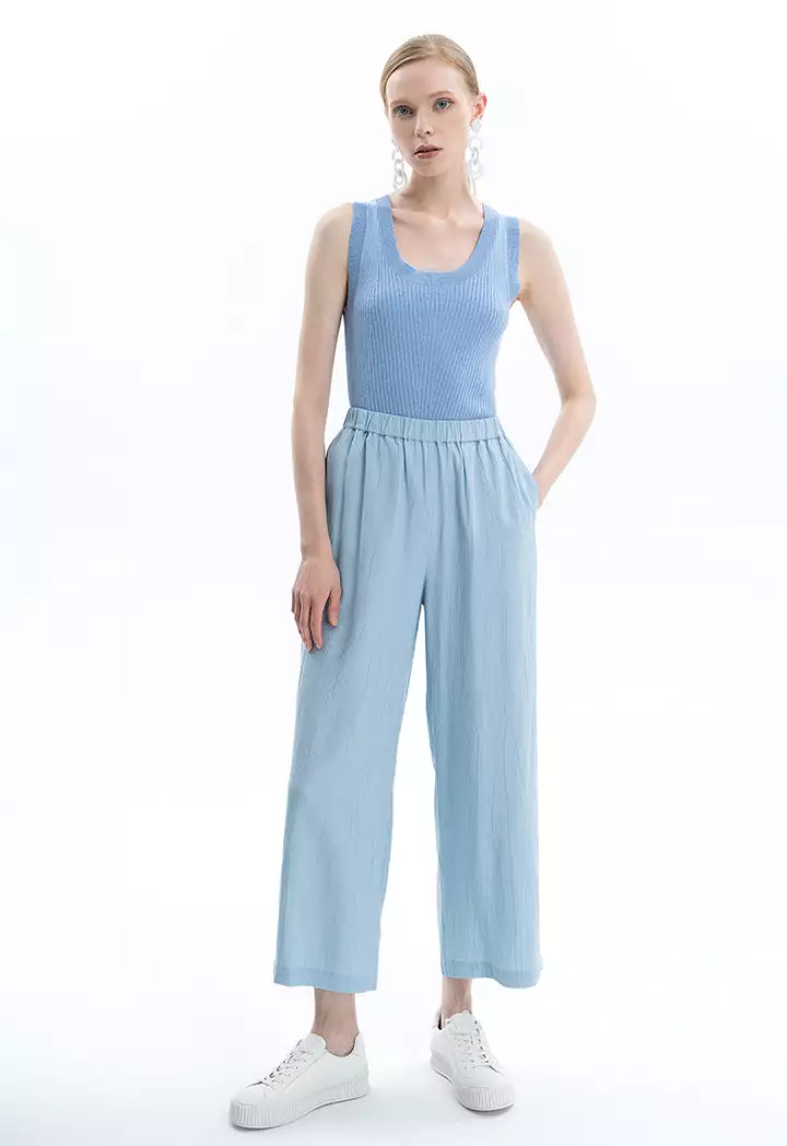 Ankle Length Textured Solid Pants