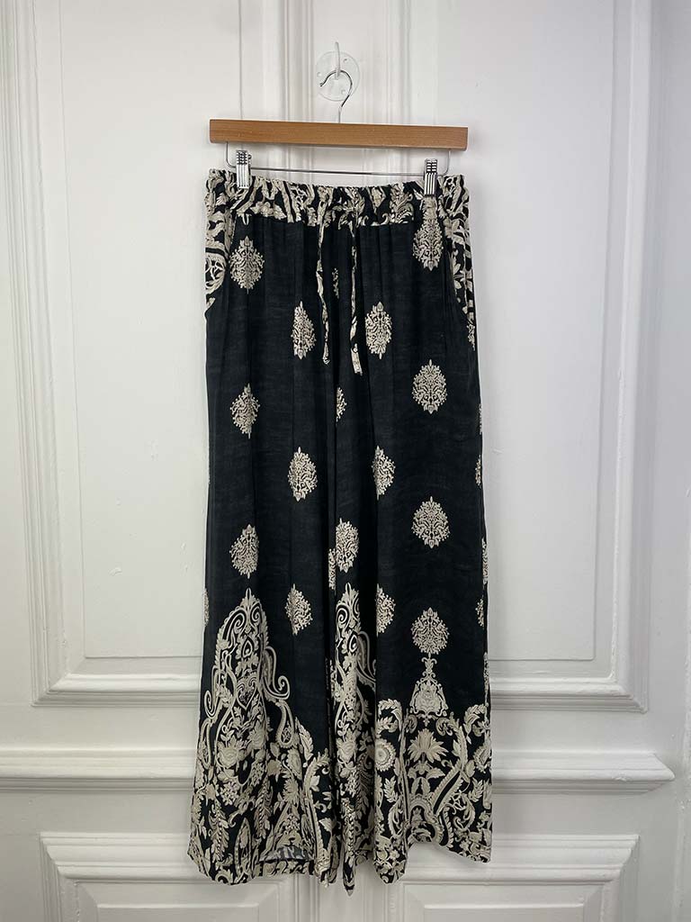 Baroque Wide Leg Trousers - Black