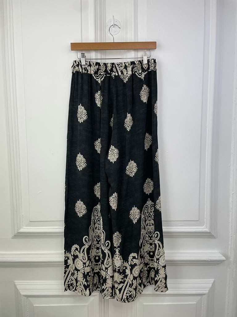 Baroque Wide Leg Trousers - Black