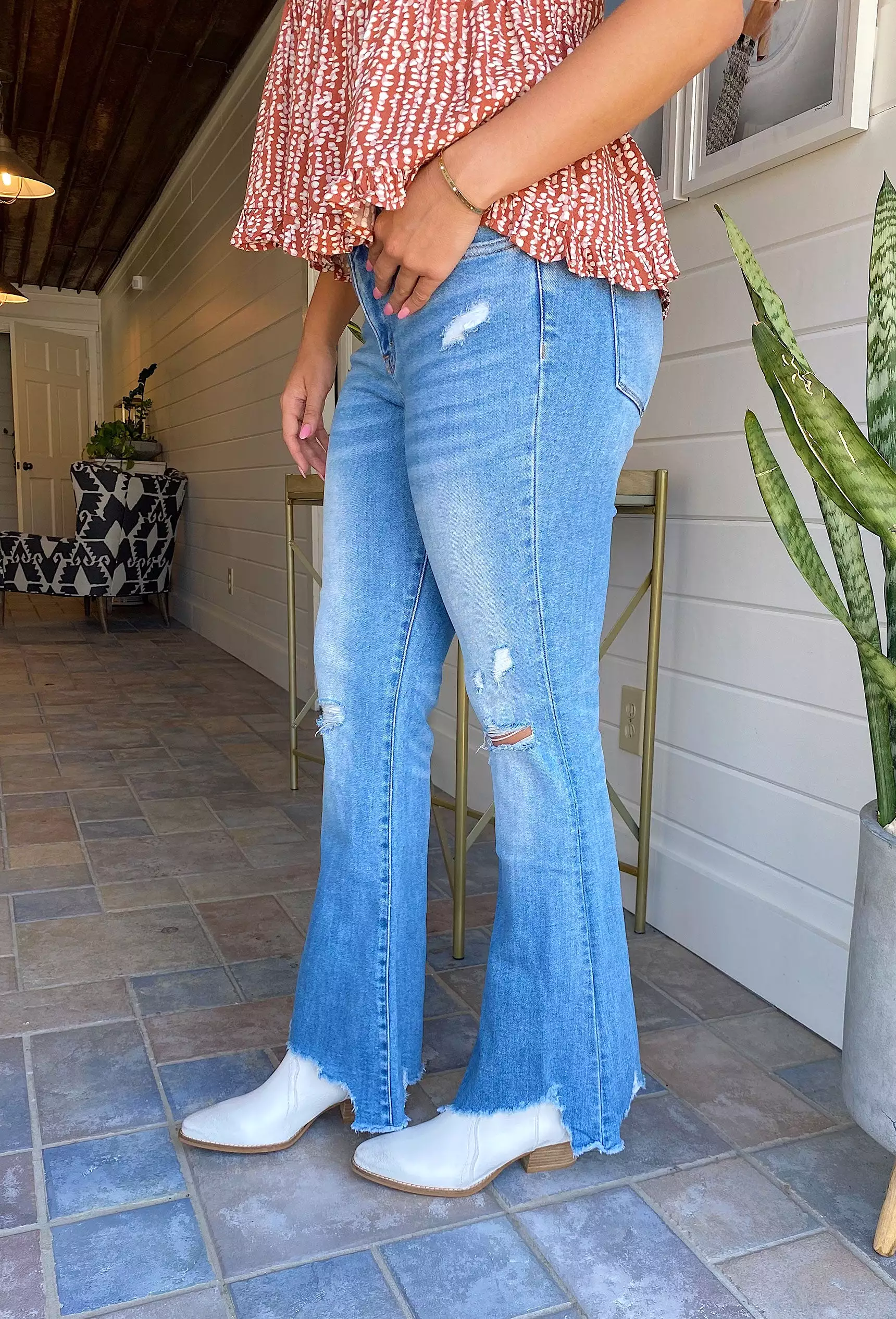 Blue Cove Mid Rise Flare Jeans