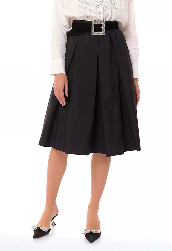 Box Pleat Solid Skirt