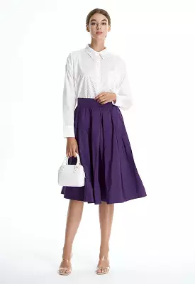 Box Pleat Solid Skirt