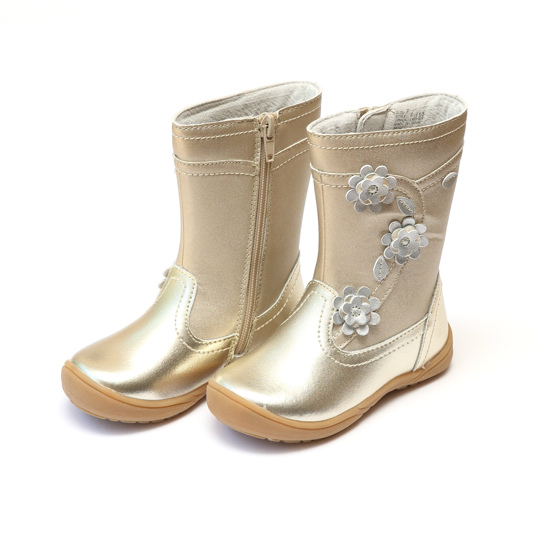 Brittany Leather Stitched Flower Mid Boot