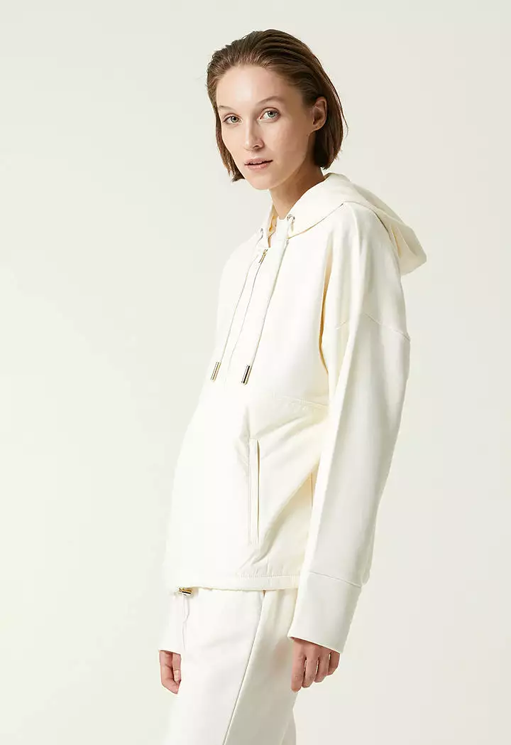 Collection Hooded Garni Detailed Sweatshirt White