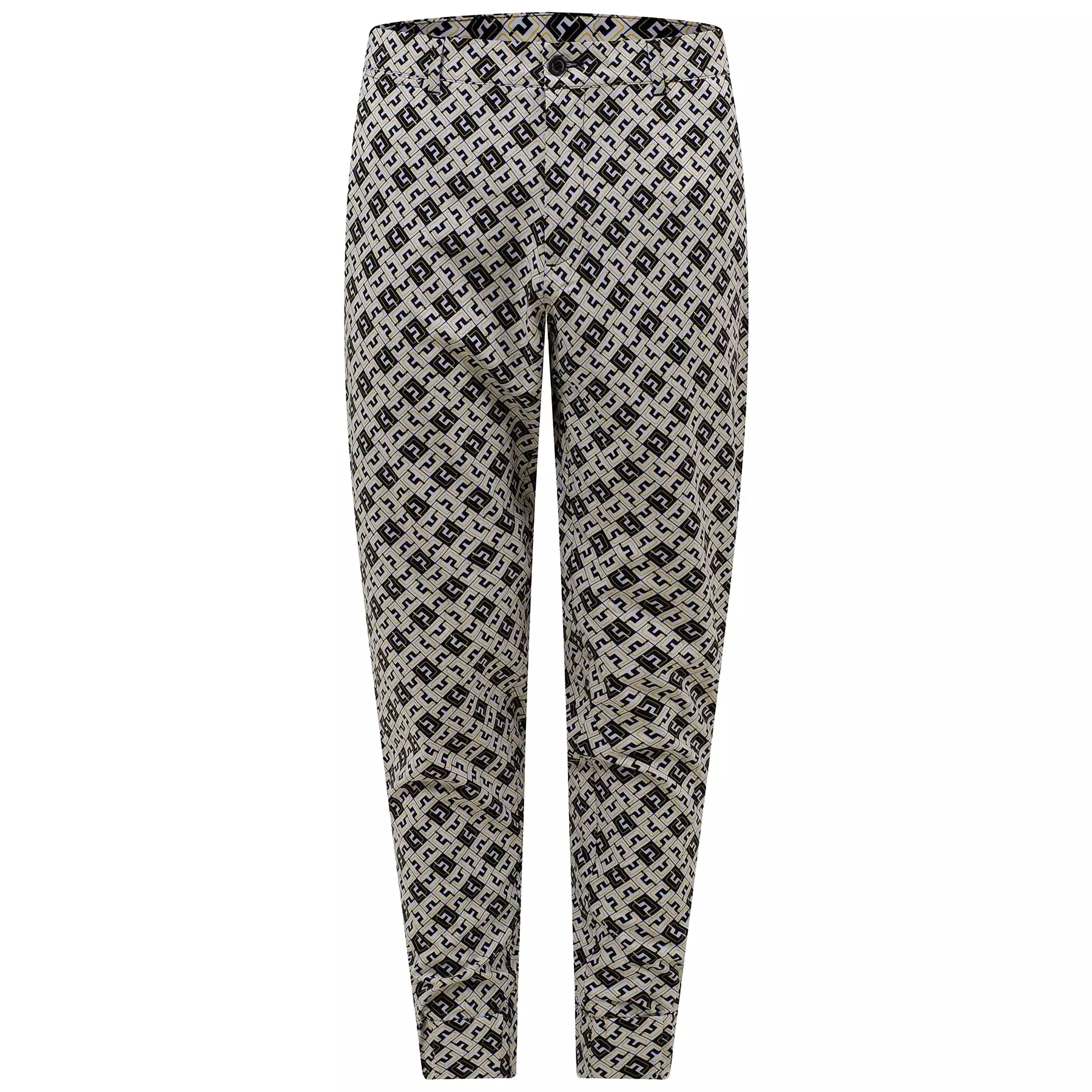 Cuff Double Weave Stretch Jogger Print Pant Black JL Monogram Check - AW22