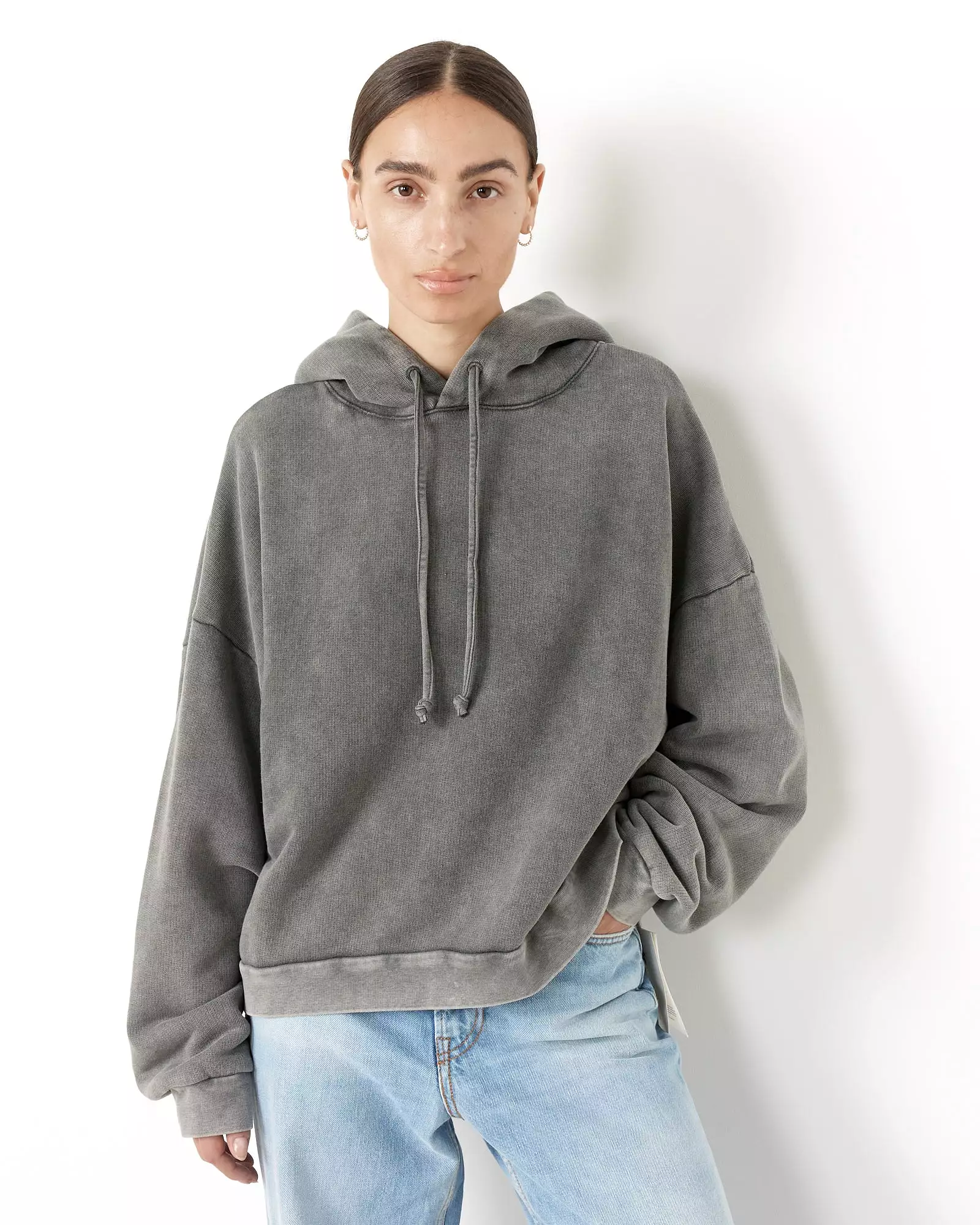 Drawstring Hoodie in Faded Black