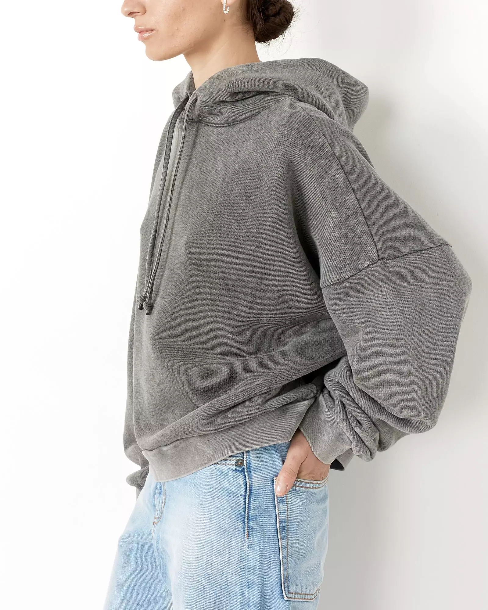 Drawstring Hoodie in Faded Black