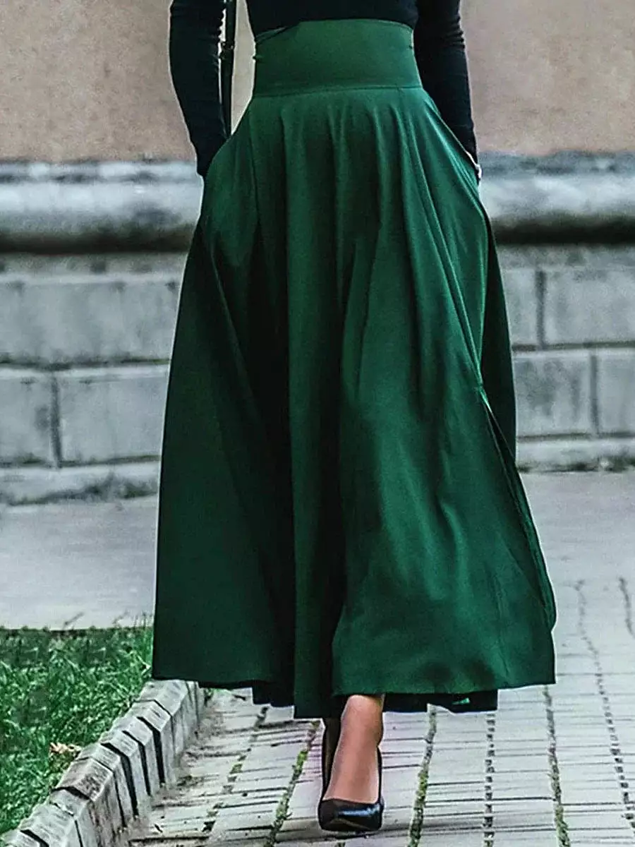 Elegant A-Line Swing Maxi Skirt for Women