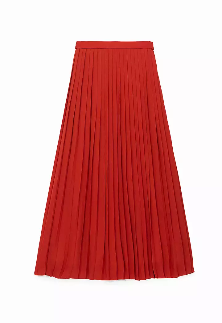 Even Pleated Solid Skirt