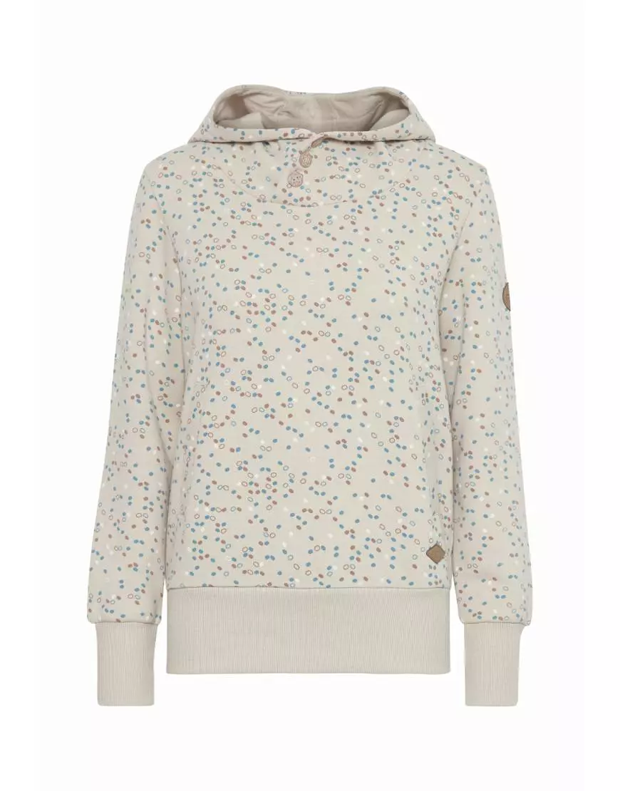 Fleece Hoodie Dots Pattern-Cream