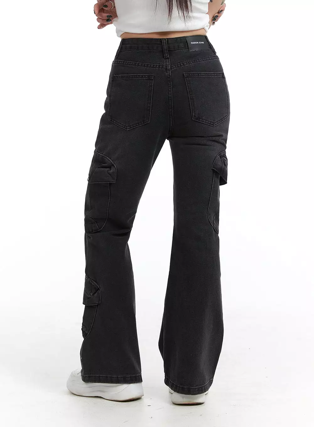 Grunge Chic Cargo Bootcut Jeans IJ410