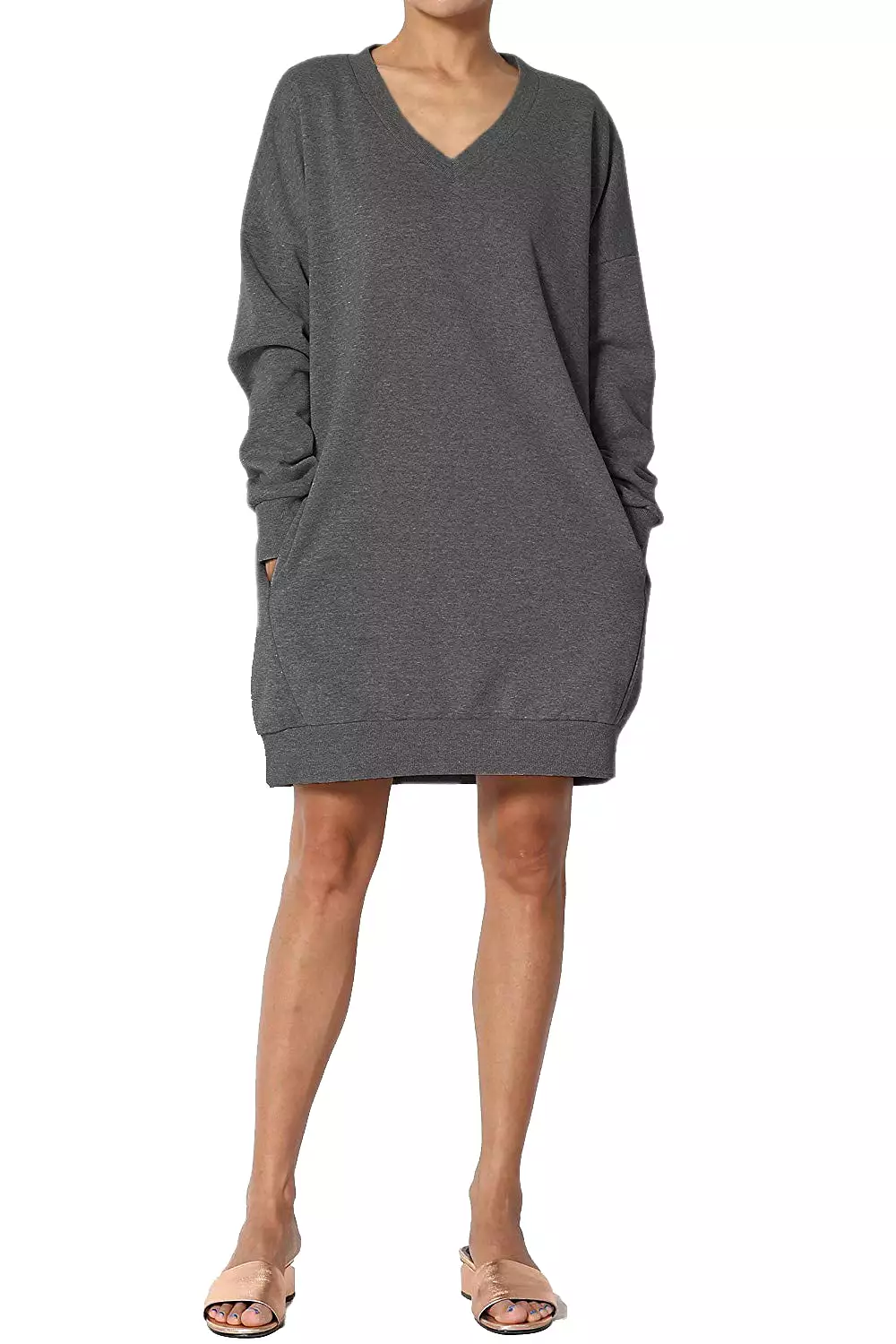 Haute Edition Women's Oversized Pullover Sweatshirt Dress