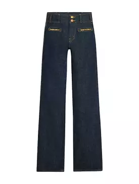 JANE FLARE JEANS IN INDIGO WASH RINSED DENIM