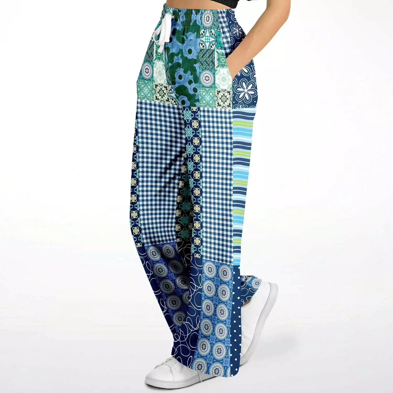 Mykonos Floral Patchwork Eco-Poly Stretchy Phat Bellbottoms