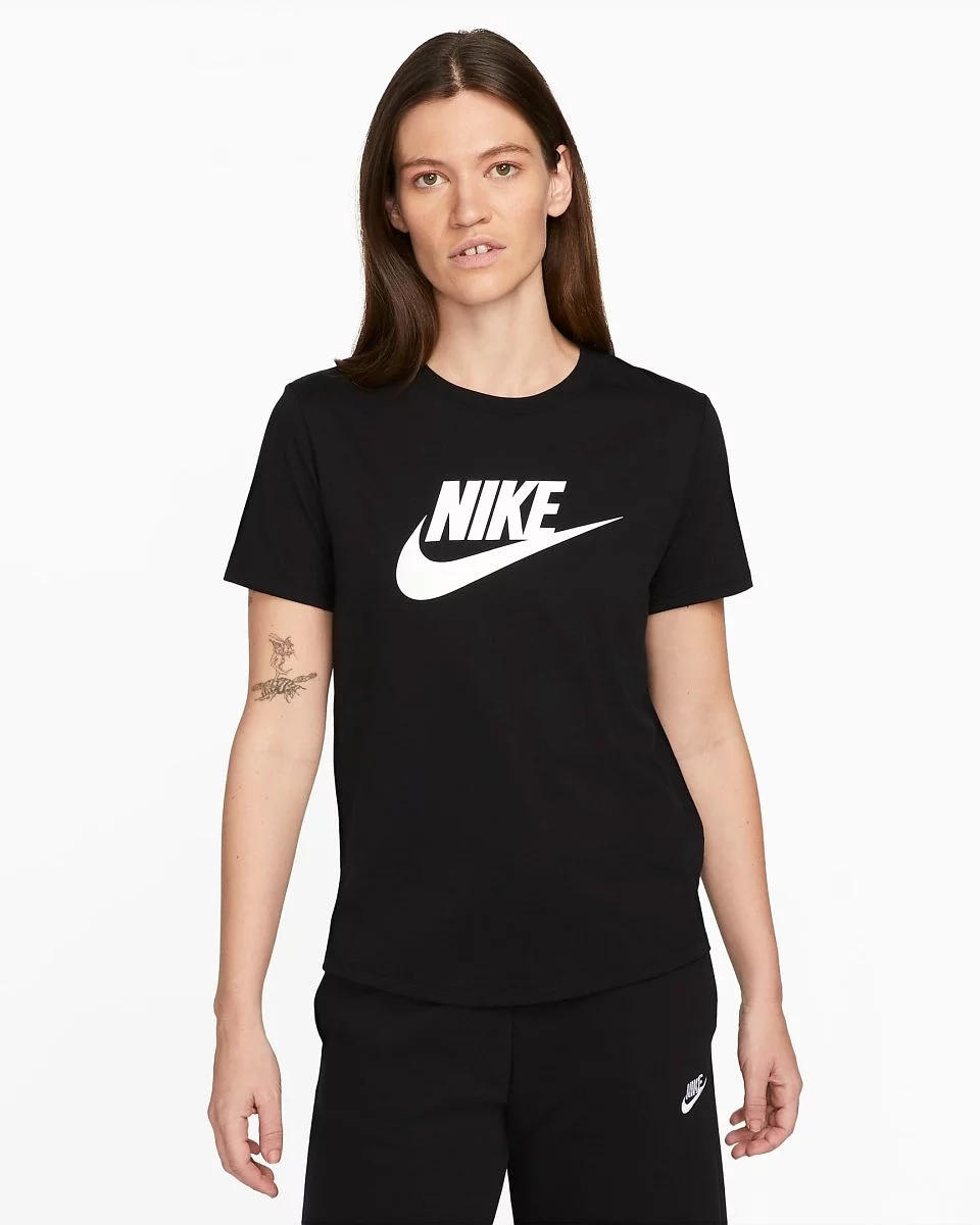 NIKE WOMENS SPORTWEAR ESSENTIALS LOGO BLACK TEE