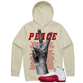 Peace Hand Hoodie (Sand/Red)