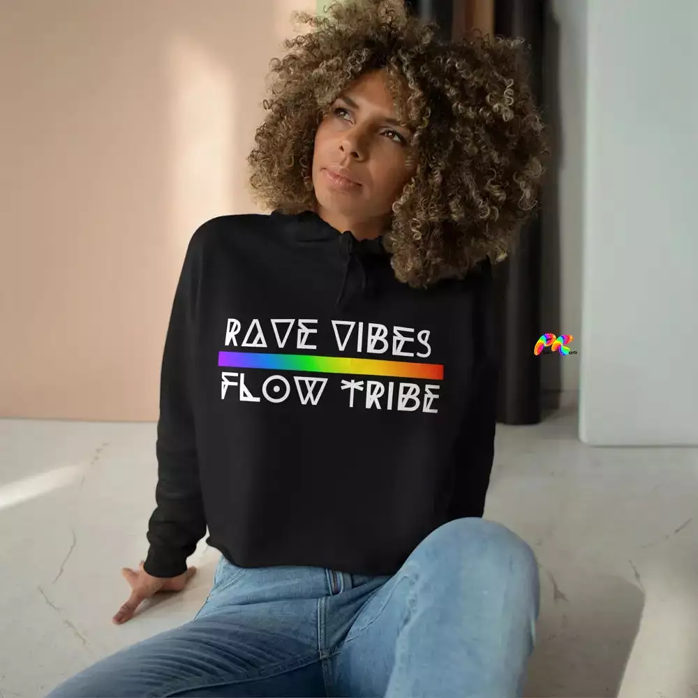 Rave Vibes Crop Hoodie