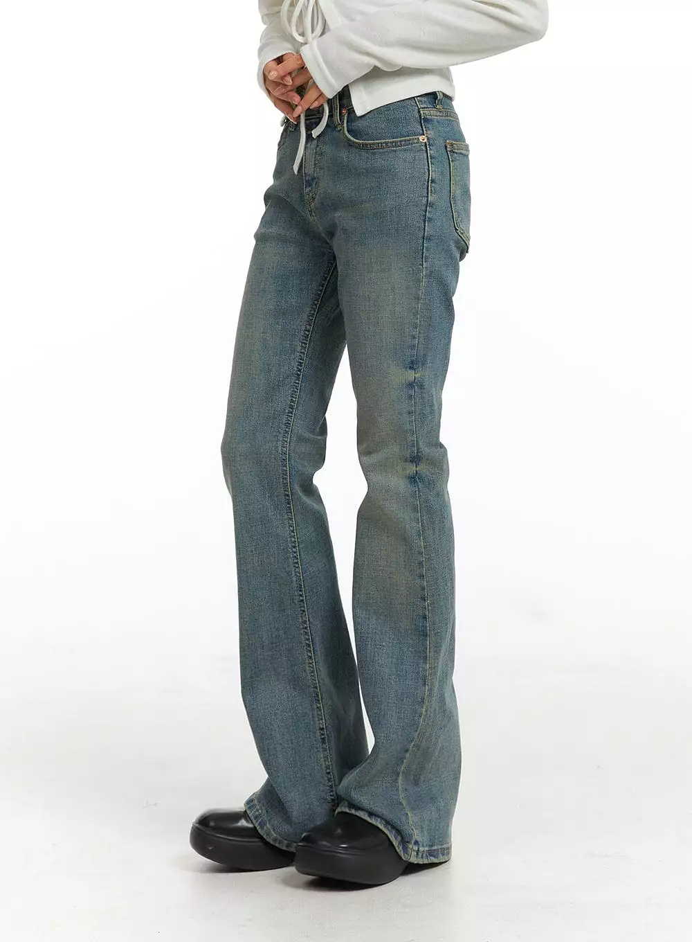 Slim Fit Washed Bootcut Jeans CJ416