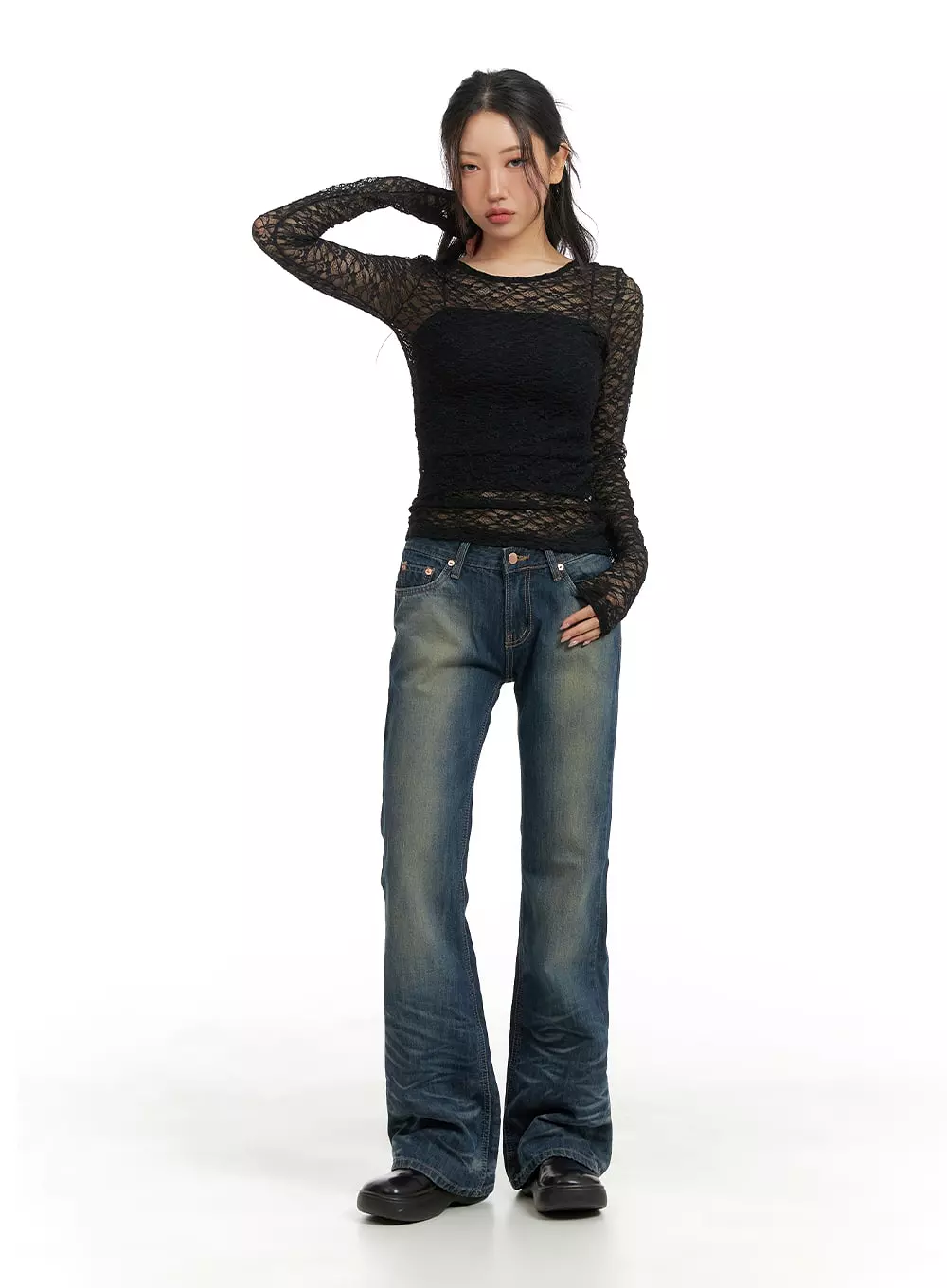 Slim Washed Bootcut Jeans CM426