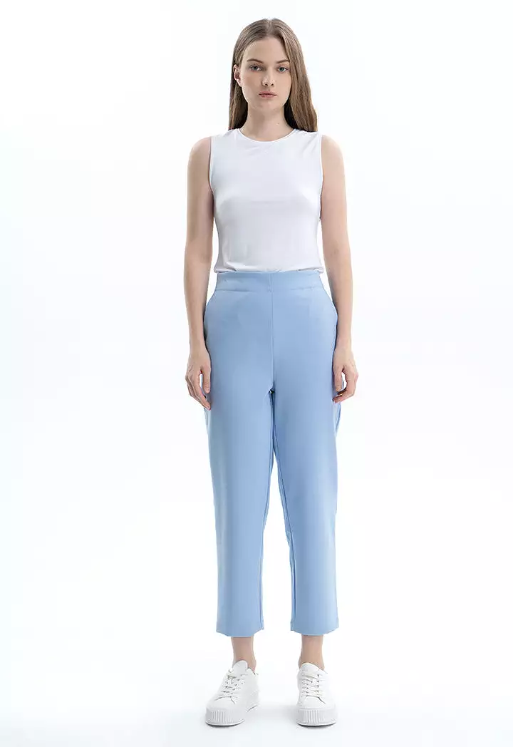 Solid Mid-Rise Pants with Pockets