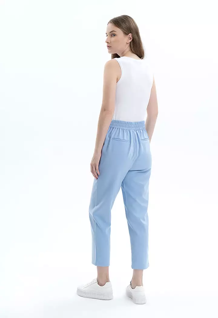 Solid Mid-Rise Pants with Pockets