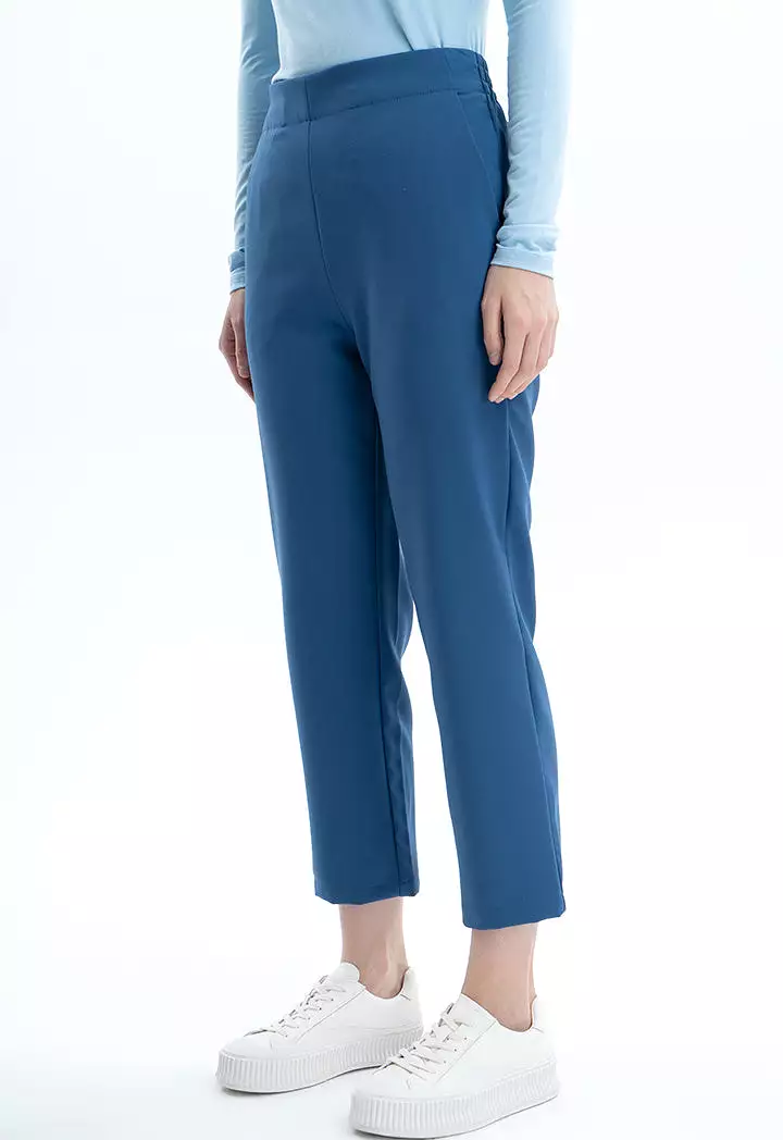 Solid Mid-Rise Pants with Pockets