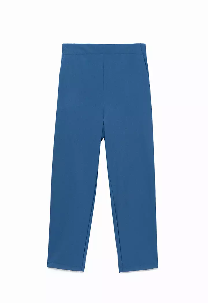 Solid Mid-Rise Pants with Pockets