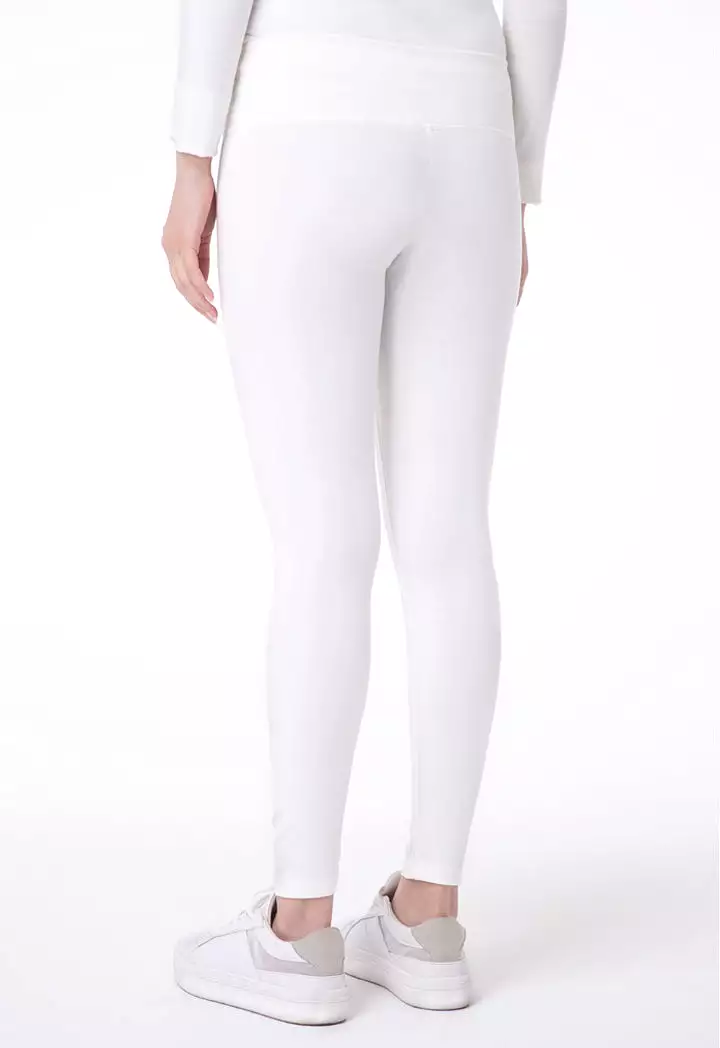 Solid Mid Waist Legging Pants