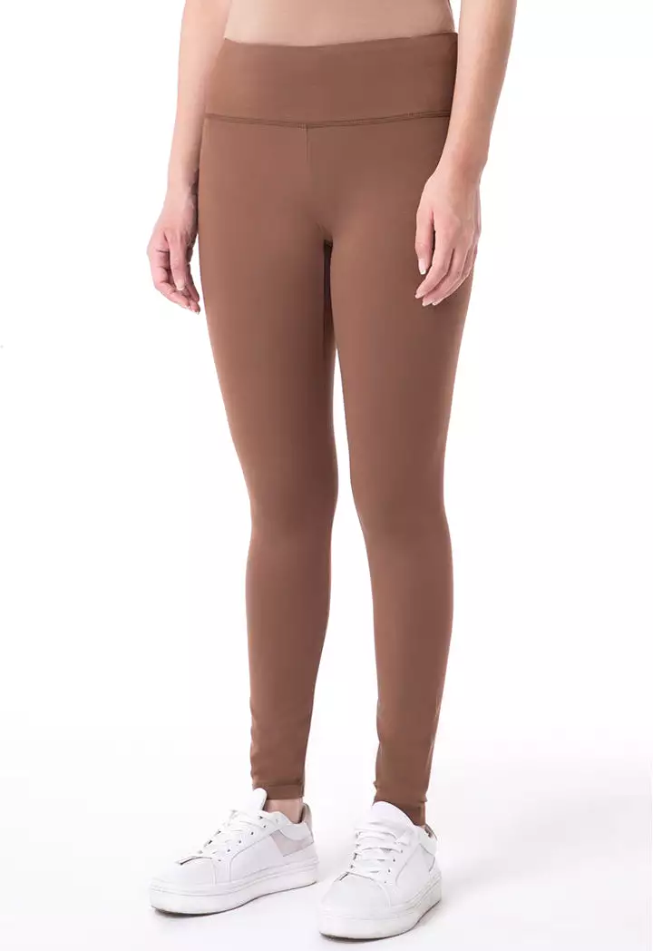 Solid Mid Waist Legging Pants