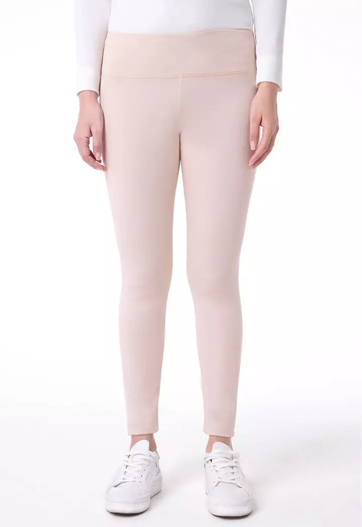 Solid Mid Waist Legging Pants