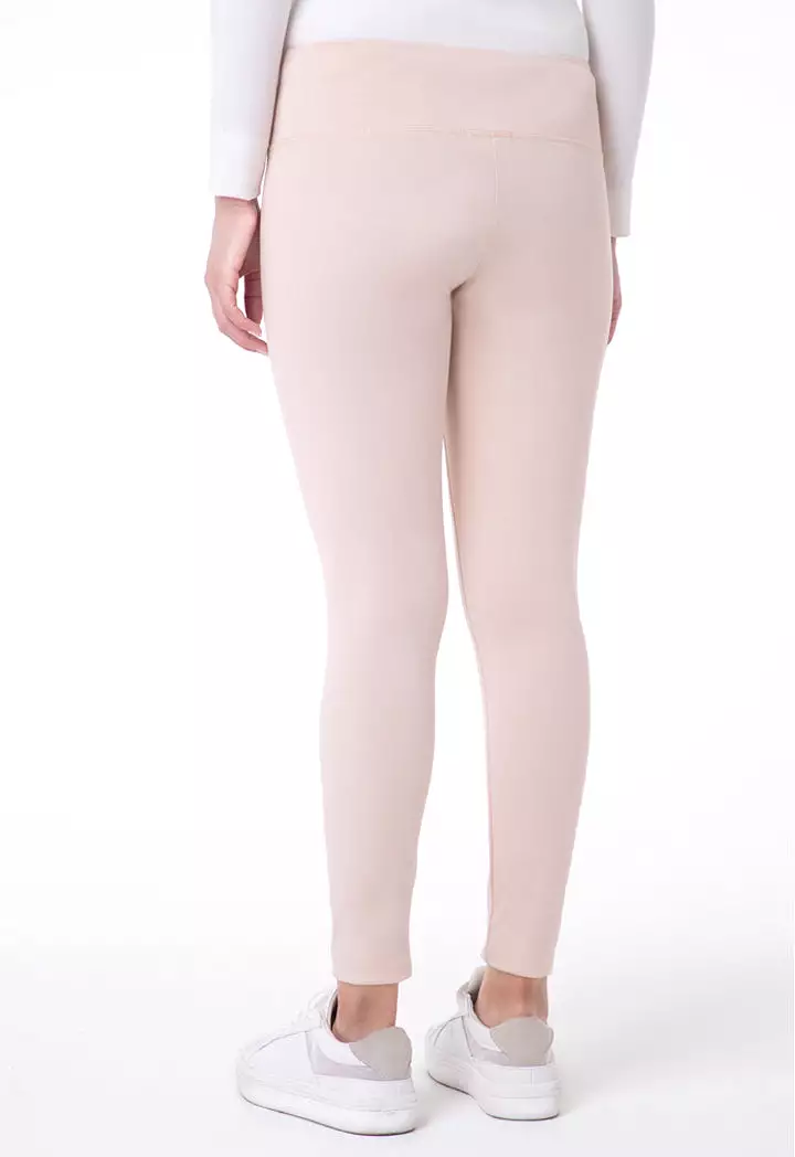 Solid Mid Waist Legging Pants